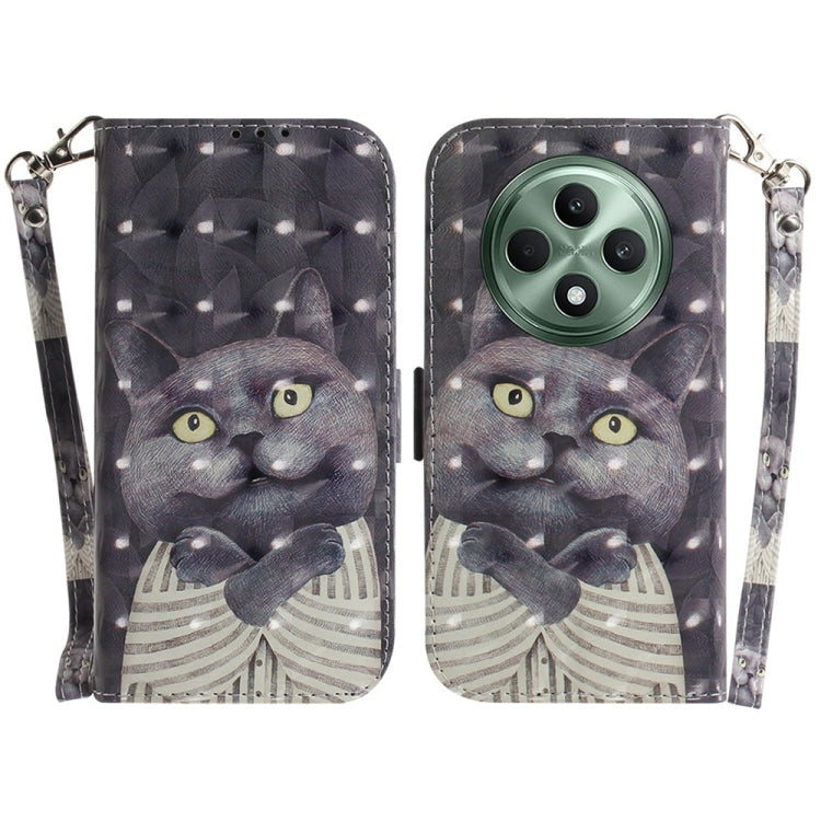 Custodia per telefono in pelle flip orizzontale colorata 3D, For OPPO A5x 5G / A3 4G / 5G / A3x 4G / 5G, For OPPO Reno12 F 5G