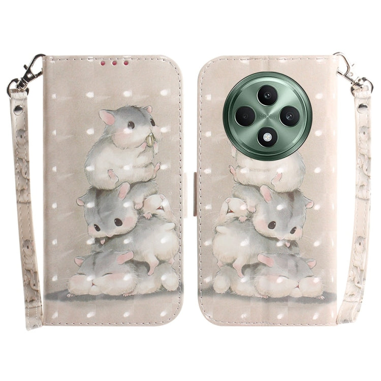 Custodia per telefono in pelle flip orizzontale colorata 3D, For OPPO A5x 5G / A3 4G / 5G / A3x 4G / 5G, For OPPO Reno12 F 5G