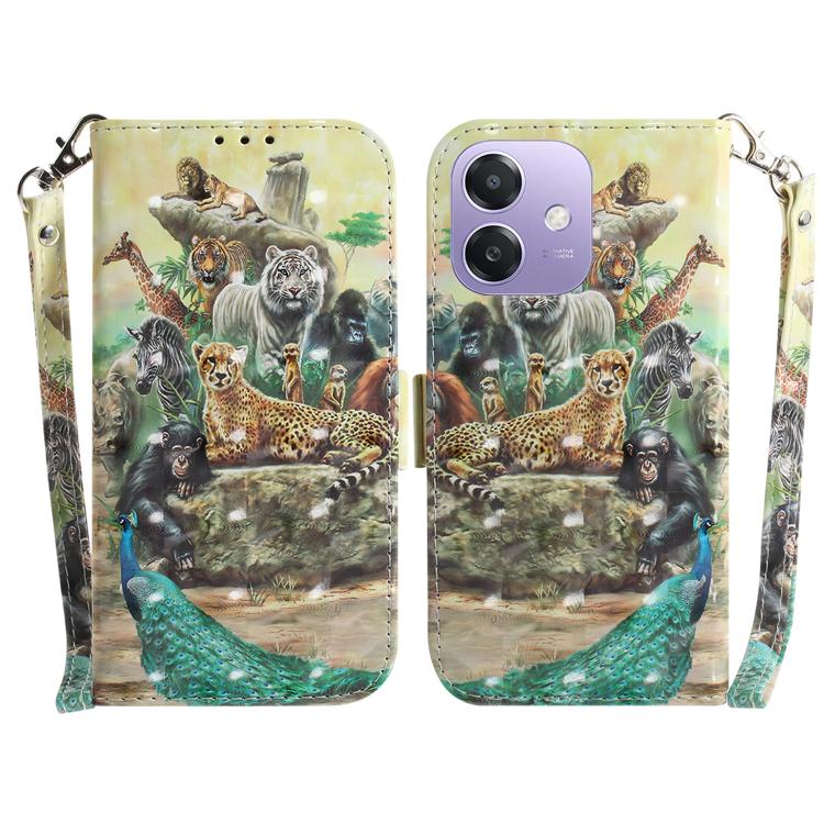 Custodia per telefono in pelle flip orizzontale colorata 3D, For OPPO A5x 5G / A3 4G / 5G / A3x 4G / 5G, For OPPO Reno12 F 5G