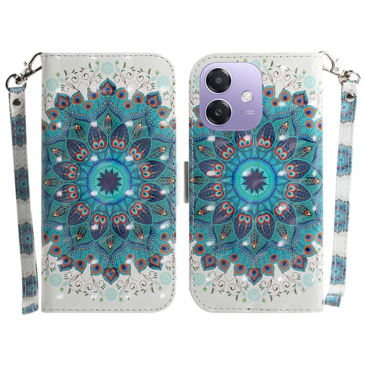 Custodia per telefono in pelle flip orizzontale colorata 3D, For OPPO A5x 5G / A3 4G / 5G / A3x 4G / 5G, For OPPO Reno12 F 5G