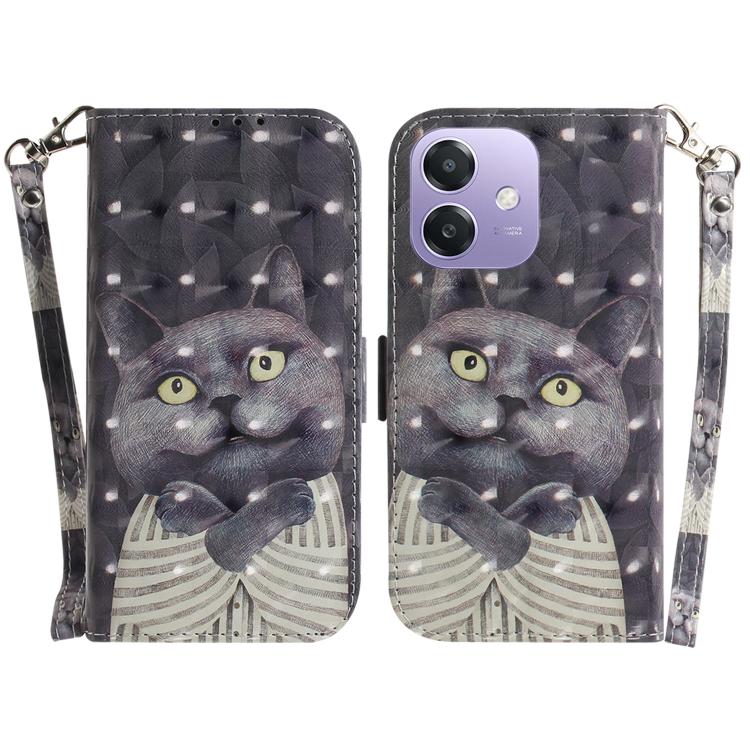 Custodia per telefono in pelle flip orizzontale colorata 3D, For OPPO A5x 5G / A3 4G / 5G / A3x 4G / 5G, For OPPO Reno12 F 5G