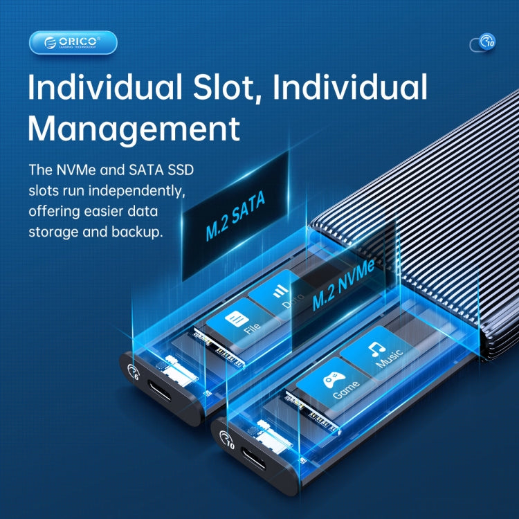ORICO AM2C3-2SN Custodia SSD M.2 NVME + SATA a doppio alloggiamento, AM2C3-2SN