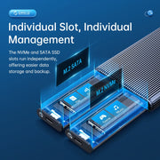 ORICO AM2C3-2SN Custodia SSD M.2 NVME + SATA a doppio alloggiamento, AM2C3-2SN