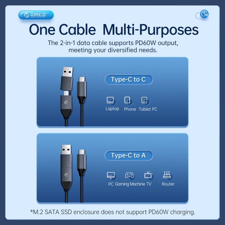 ORICO AM2C3-2SN Custodia SSD M.2 NVME + SATA a doppio alloggiamento, AM2C3-2SN