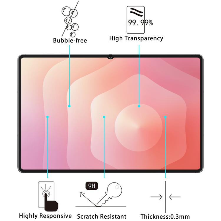 Pellicola in vetro temperato antideflagrante da 2 pezzi 9H 0,3 mm, For Galaxy Tab S12+ 12.4 inch, For Galaxy Tab S12 Ultra 14.6 inch, For Samsung Galaxy Tab S11 Ultra 14.6, For Samsung Galaxy Tab S10 FE+ 13.1, For Samsung Galaxy Tab S10 Ultra 14.6     ...