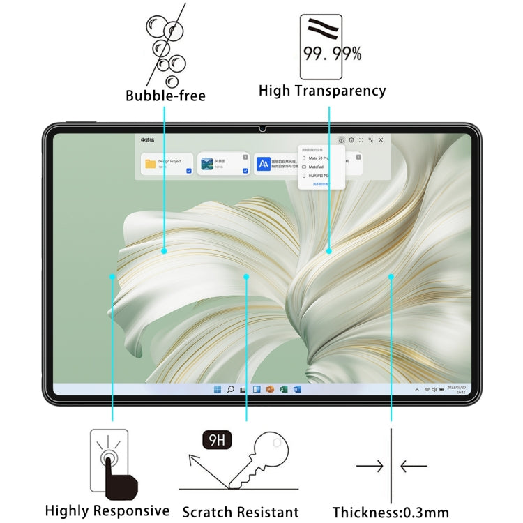 Pellicola in vetro temperato antideflagrante da 2 pezzi 9H 0,3 mm, For Huawei MateBook E 2023, For Huawei MateBook D 14 2023