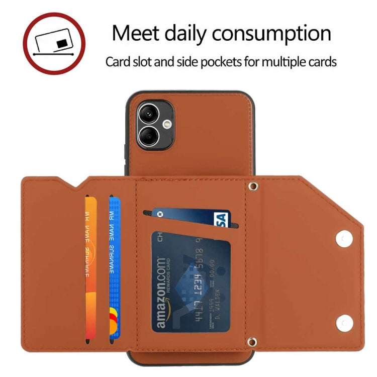 Custodia TPU e PU con slot carte per Samsung Galaxy A04