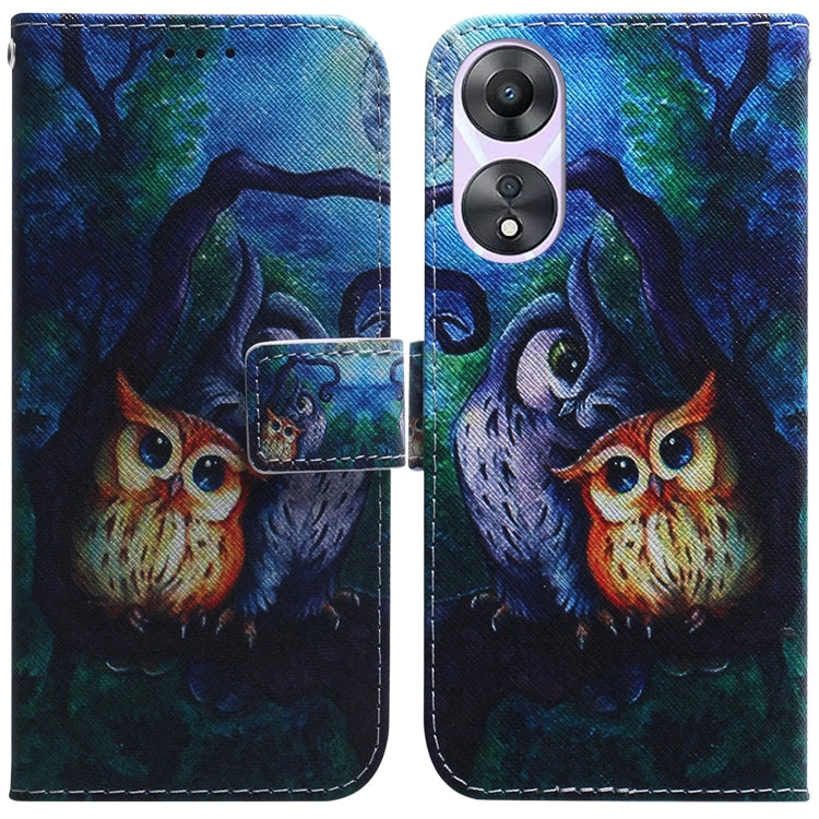 Custodia per cellulare in pelle flip con disegno colorato, For OPPO A38 4G / A18, For OPPO A58 4G