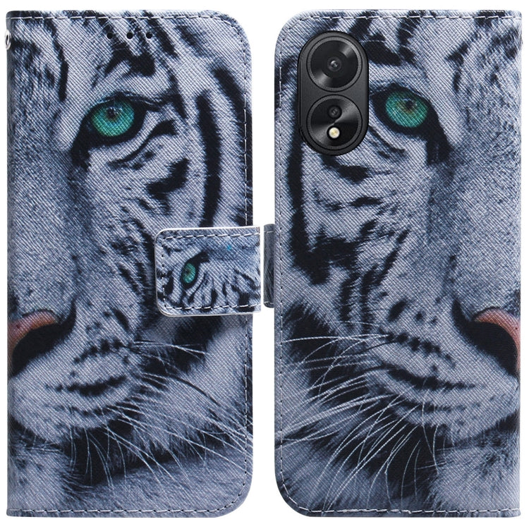 Custodia per cellulare in pelle flip con disegno colorato, For OPPO A38 4G / A18, For OPPO A58 4G