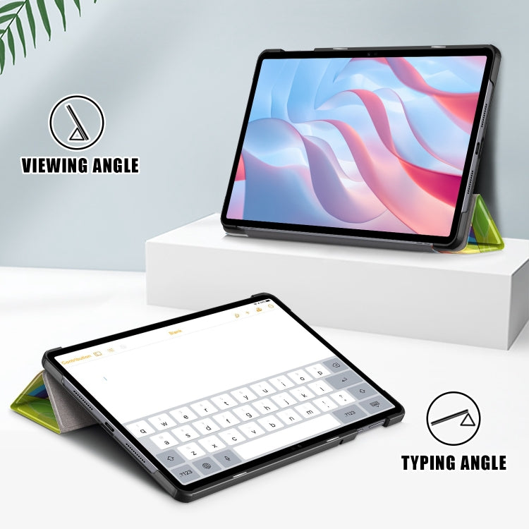 Custodia per tablet in pelle con supporto a 3 pieghe con disegno colorato, For Honor Pad X9 / X8 Pro 11.5