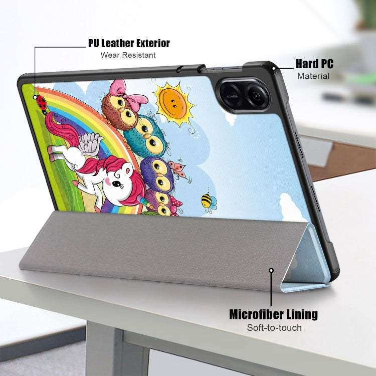 Custodia per tablet in pelle con supporto a 3 pieghe con disegno colorato, For Honor Pad X9 / X8 Pro 11.5