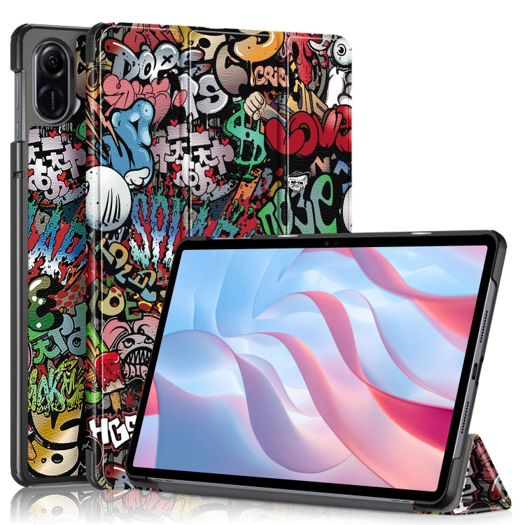 Custodia per tablet in pelle con supporto a 3 pieghe con disegno colorato, For Honor Pad X9 / X8 Pro 11.5