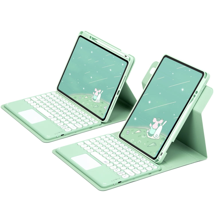 Custodia in pelle per tastiera Bluetooth girevole a 360 gradi con pulsante rotondo con touchpad, For iPad 10th Gen 10.9 2022, For iPad Air 2022 / iPad Pro 11 2021, For iPad 10.2 2021 / Air 2019