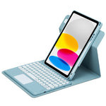Custodia in pelle per tastiera Bluetooth girevole a 360 gradi con pulsante rotondo con touchpad, For iPad 10th Gen 10.9 2022, For iPad Air 2022 / iPad Pro 11 2021, For iPad 10.2 2021 / Air 2019