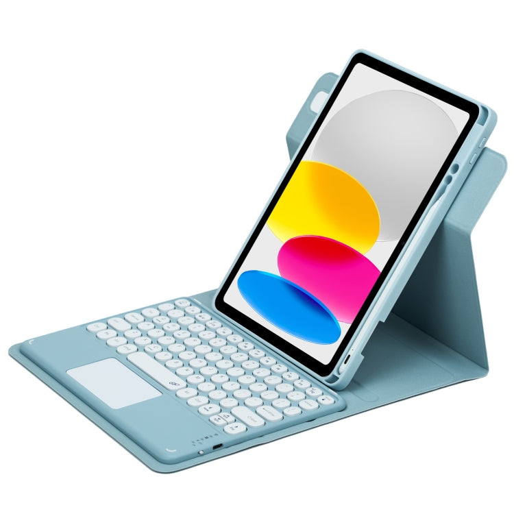 Custodia in pelle per tastiera Bluetooth girevole a 360 gradi con pulsante rotondo con touchpad, For iPad 10th Gen 10.9 2022, For iPad Air 2022 / iPad Pro 11 2021, For iPad 10.2 2021 / Air 2019