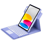 Custodia in pelle per tastiera Bluetooth girevole a 360 gradi con pulsante rotondo con touchpad, For iPad 10th Gen 10.9 2022, For iPad Air 2022 / iPad Pro 11 2021, For iPad 10.2 2021 / Air 2019