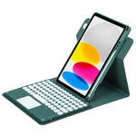 Custodia in pelle per tastiera Bluetooth girevole a 360 gradi con pulsante rotondo con touchpad, For iPad 10th Gen 10.9 2022, For iPad Air 2022 / iPad Pro 11 2021, For iPad 10.2 2021 / Air 2019