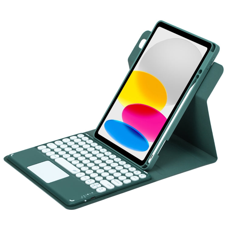 Custodia in pelle per tastiera Bluetooth girevole a 360 gradi con pulsante rotondo con touchpad, For iPad 10th Gen 10.9 2022, For iPad Air 2022 / iPad Pro 11 2021, For iPad 10.2 2021 / Air 2019