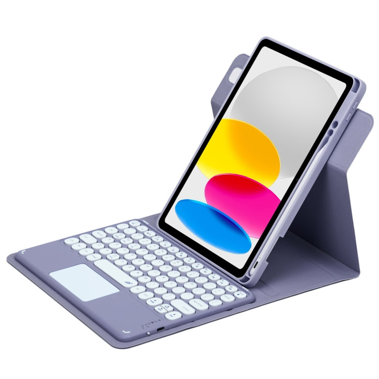 Custodia in pelle per tastiera Bluetooth girevole a 360 gradi con pulsante rotondo con touchpad, For iPad 10th Gen 10.9 2022, For iPad Air 2022 / iPad Pro 11 2021, For iPad 10.2 2021 / Air 2019