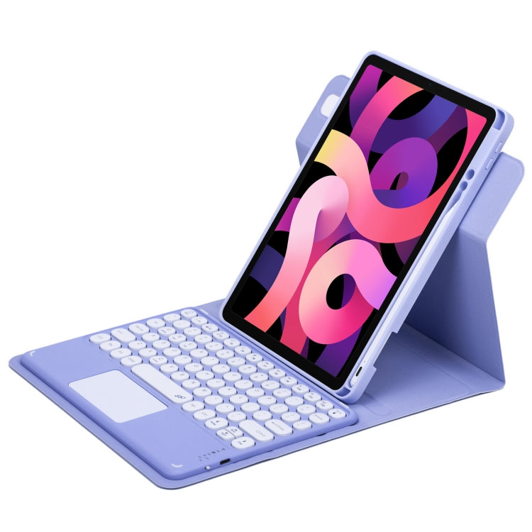 Custodia in pelle per tastiera Bluetooth girevole a 360 gradi con pulsante rotondo con touchpad, For iPad 10th Gen 10.9 2022, For iPad Air 2022 / iPad Pro 11 2021, For iPad 10.2 2021 / Air 2019