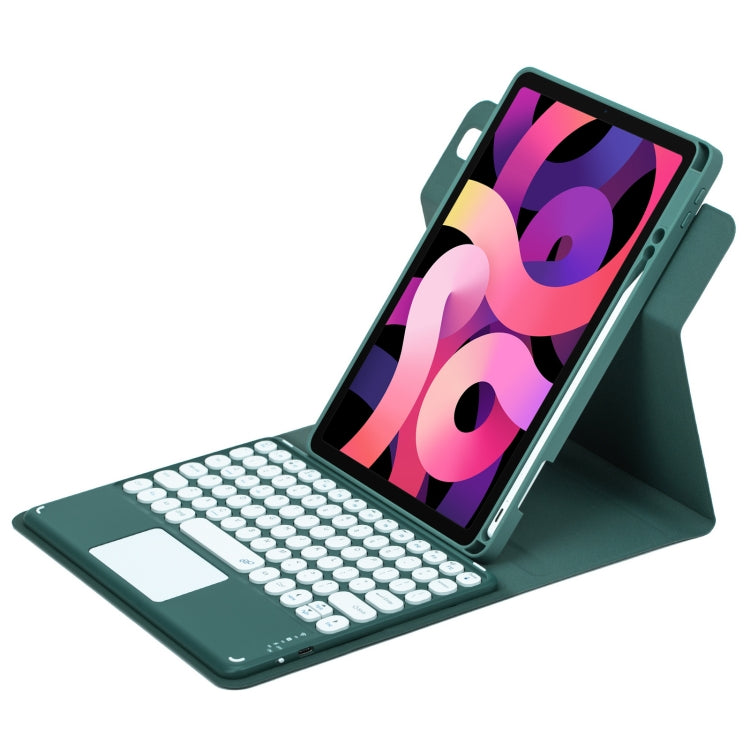 Custodia in pelle per tastiera Bluetooth girevole a 360 gradi con pulsante rotondo con touchpad, For iPad 10th Gen 10.9 2022, For iPad Air 2022 / iPad Pro 11 2021, For iPad 10.2 2021 / Air 2019