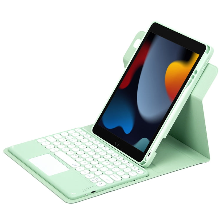 Custodia in pelle per tastiera Bluetooth girevole a 360 gradi con pulsante rotondo con touchpad, For iPad 10th Gen 10.9 2022, For iPad Air 2022 / iPad Pro 11 2021, For iPad 10.2 2021 / Air 2019