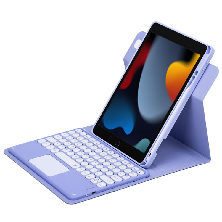 Custodia in pelle per tastiera Bluetooth girevole a 360 gradi con pulsante rotondo con touchpad, For iPad 10th Gen 10.9 2022, For iPad Air 2022 / iPad Pro 11 2021, For iPad 10.2 2021 / Air 2019