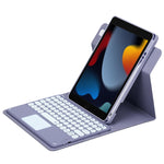 Custodia in pelle per tastiera Bluetooth girevole a 360 gradi con pulsante rotondo con touchpad, For iPad 10th Gen 10.9 2022, For iPad Air 2022 / iPad Pro 11 2021, For iPad 10.2 2021 / Air 2019