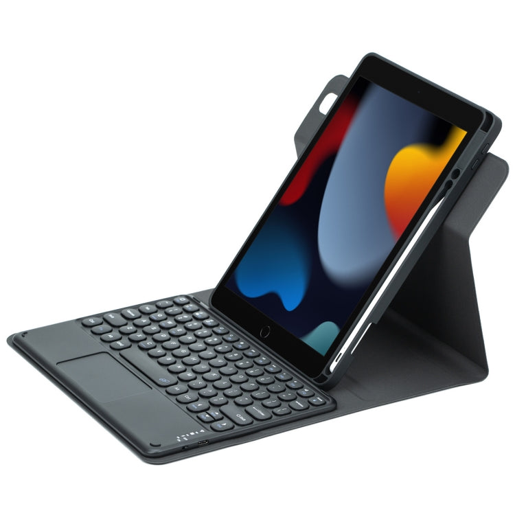 Custodia in pelle per tastiera Bluetooth girevole a 360 gradi con pulsante rotondo con touchpad, For iPad 10th Gen 10.9 2022, For iPad Air 2022 / iPad Pro 11 2021, For iPad 10.2 2021 / Air 2019