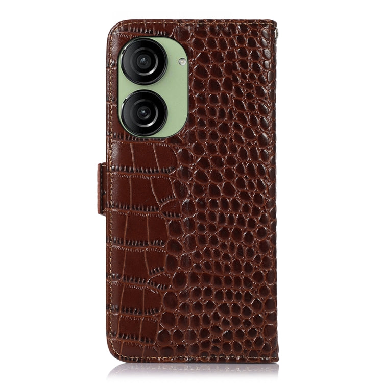 Custodia per telefono in pelle di vacchetta di coccodrillo, For Asus ZenFone 10 / ZenFone 9
