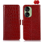 Custodia per telefono in pelle di vacchetta di coccodrillo, For Asus ZenFone 10 / ZenFone 9