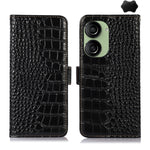 Custodia per telefono in pelle di vacchetta di coccodrillo, For Asus ZenFone 10 / ZenFone 9