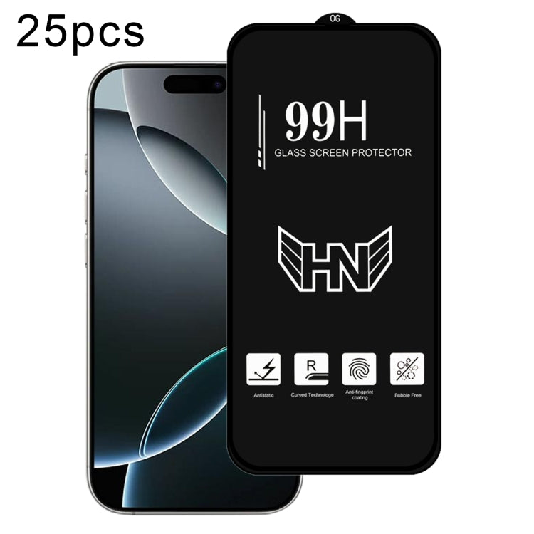 Pellicola in vetro temperato a schermo intero ad arco grande in alluminio da 25 pezzi, For iPhone 17 Pro Max, For iPhone 17 Pro, For iPhone 17, For iPhone Air, For iPhone 16 Pro Max, For iPhone 16 Pro, For iPhone 16 Plus, For iPhone 16                 ...