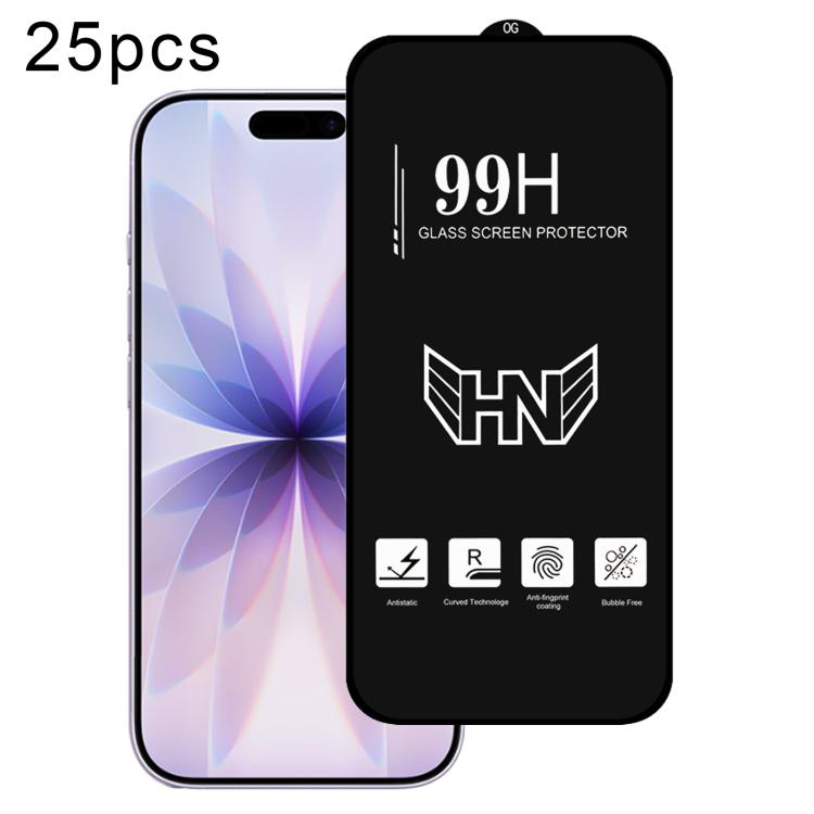 Pellicola in vetro temperato a schermo intero ad arco grande in alluminio da 25 pezzi, For iPhone 17 Pro Max, For iPhone 17 Pro, For iPhone 17, For iPhone Air, For iPhone 16 Pro Max, For iPhone 16 Pro, For iPhone 16 Plus, For iPhone 16                 ...