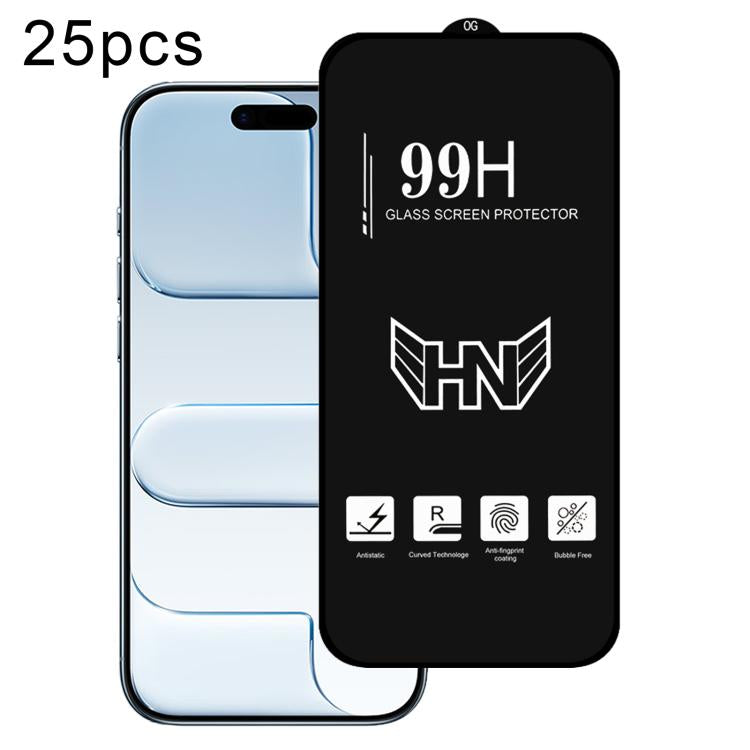 Pellicola in vetro temperato a schermo intero ad arco grande in alluminio da 25 pezzi, For iPhone 17 Pro Max, For iPhone 17 Pro, For iPhone 17, For iPhone Air, For iPhone 16 Pro Max, For iPhone 16 Pro, For iPhone 16 Plus, For iPhone 16                 ...