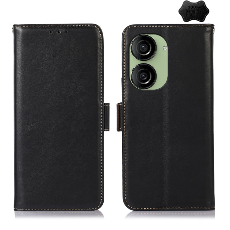 Custodia per telefono RFID in vera pelle con struttura magnetica Crazy Horse, For Asus ZenFone 10 / 9