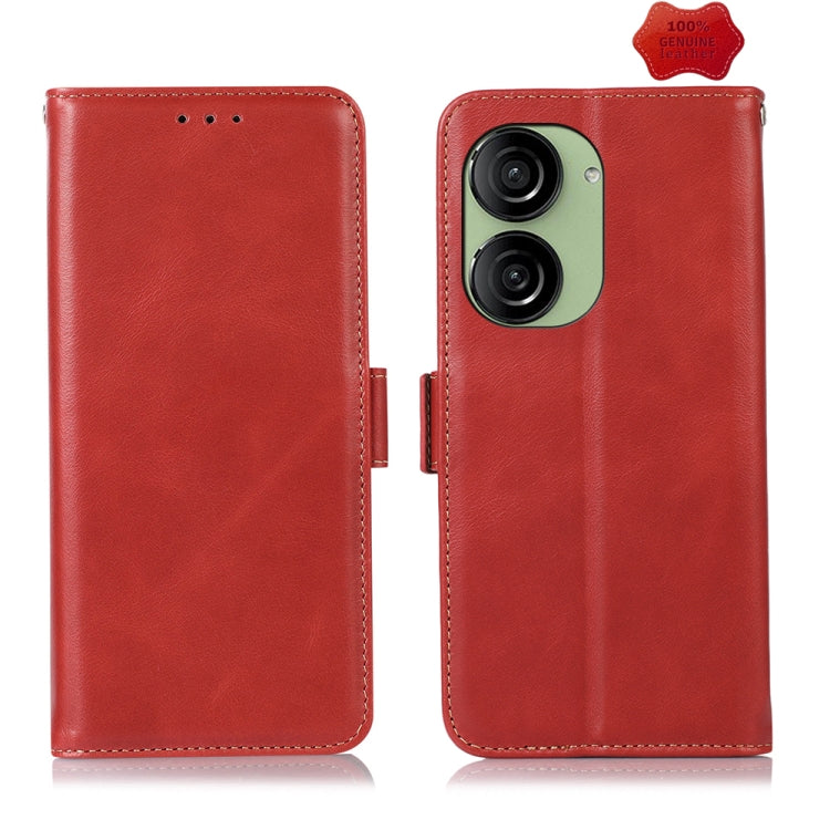Custodia per telefono RFID in vera pelle con struttura magnetica Crazy Horse, For Asus ZenFone 10 / 9