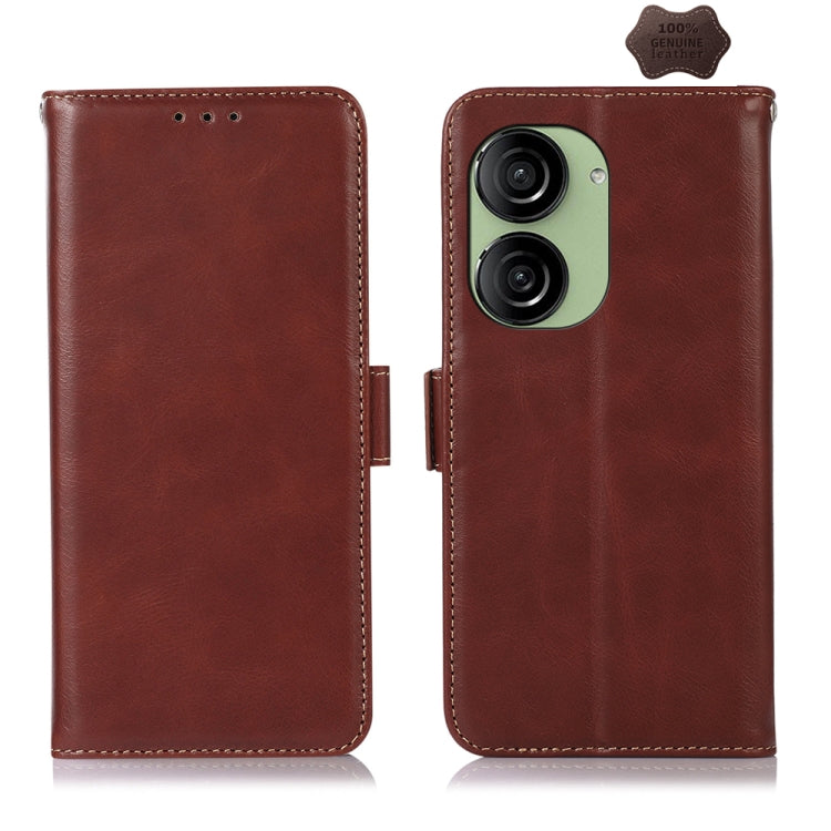 Custodia per telefono RFID in vera pelle con struttura magnetica Crazy Horse, For Asus ZenFone 10 / 9
