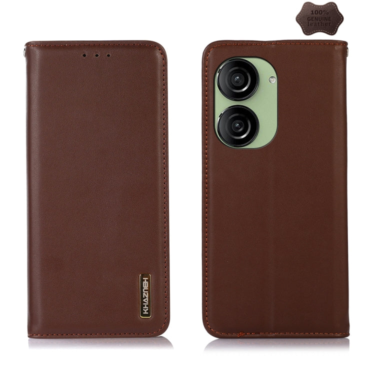 KHAZNEH Custodia per telefono in pelle di vacchetta con strato superiore nappa, For Asus ZenFone 10 / ZenFone 9