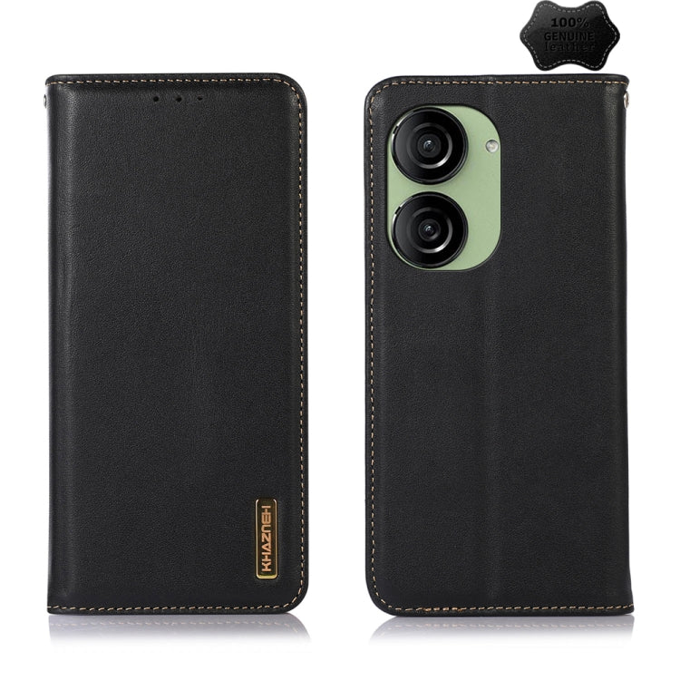 KHAZNEH Custodia per telefono in pelle di vacchetta con strato superiore nappa, For Asus ZenFone 10 / ZenFone 9