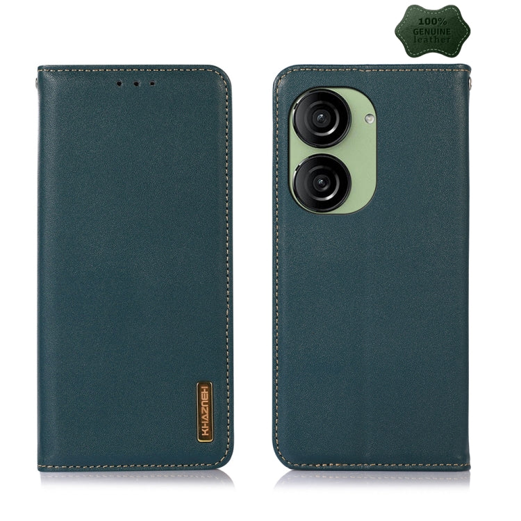 KHAZNEH Custodia per telefono in pelle di vacchetta con strato superiore nappa, For Asus ZenFone 10 / ZenFone 9