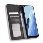 Custodia per telefono in pelle con trama retrò con fibbia magnetica, For OPPO Reno9 A / Reno7 A