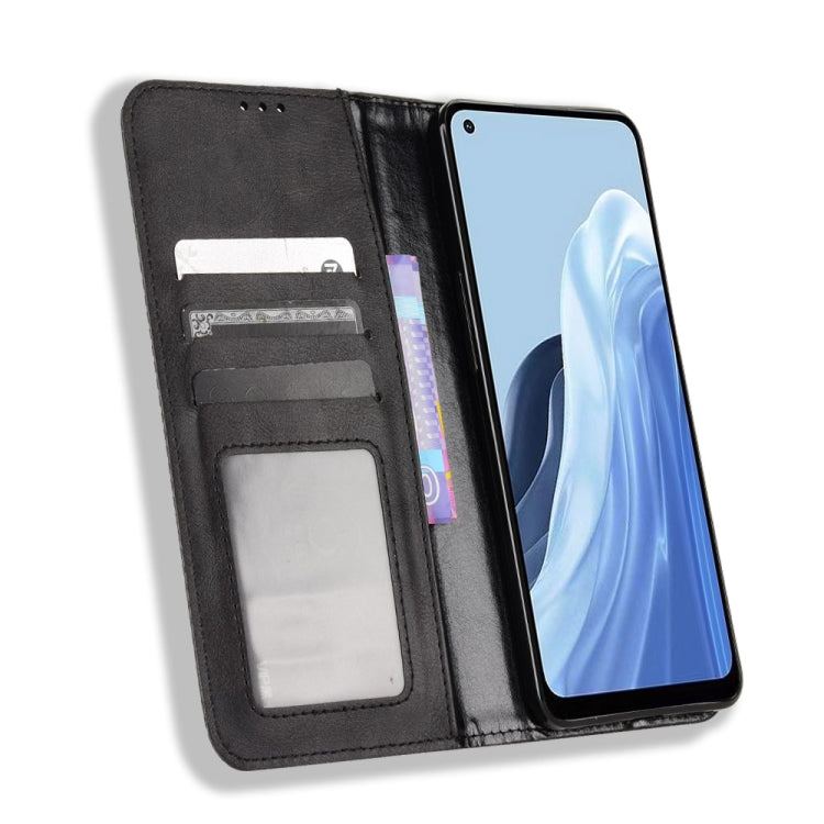 Custodia per telefono in pelle con trama retrò con fibbia magnetica, For OPPO Reno9 A / Reno7 A