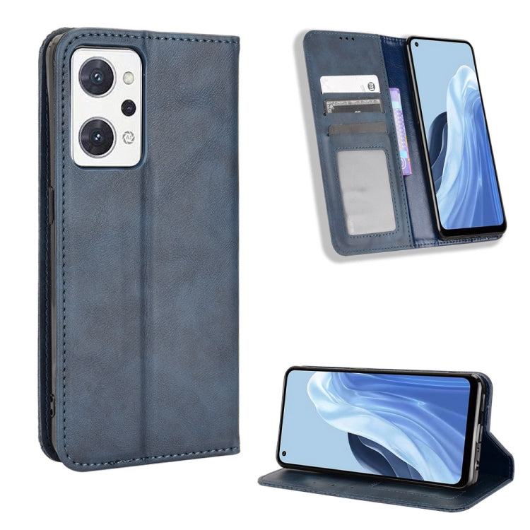 Custodia per telefono in pelle con trama retrò con fibbia magnetica, For OPPO Reno9 A / Reno7 A