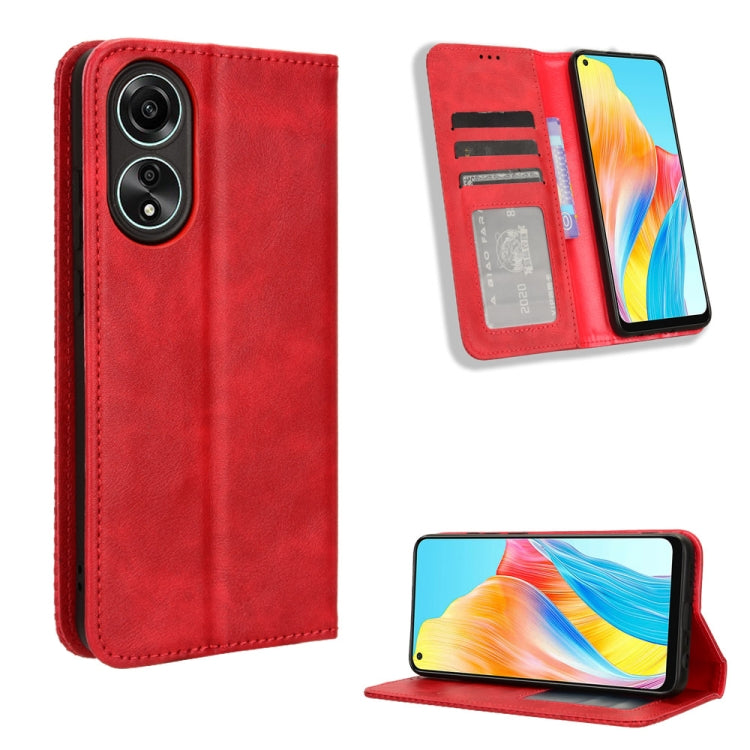 Custodia per telefono in pelle con trama retrò con fibbia magnetica, For OPPO A38 4G / A18 4G, For OPPO A2 Pro 5G, For OPPO A58 4G, For OPPO Reno10 Global, For OPPO A78 4G, For OPPO Find X8 Pro