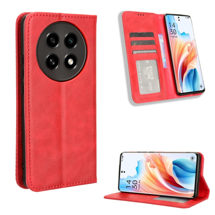 Custodia per telefono in pelle con trama retrò con fibbia magnetica, For OPPO A38 4G / A18 4G, For OPPO A2 Pro 5G, For OPPO A58 4G, For OPPO Reno10 Global, For OPPO A78 4G, For OPPO Find X8 Pro