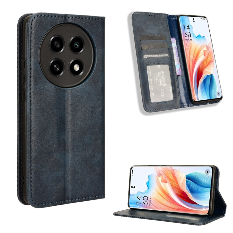 Custodia per telefono in pelle con trama retrò con fibbia magnetica, For OPPO A38 4G / A18 4G, For OPPO A2 Pro 5G, For OPPO A58 4G, For OPPO Reno10 Global, For OPPO A78 4G, For OPPO Find X8 Pro