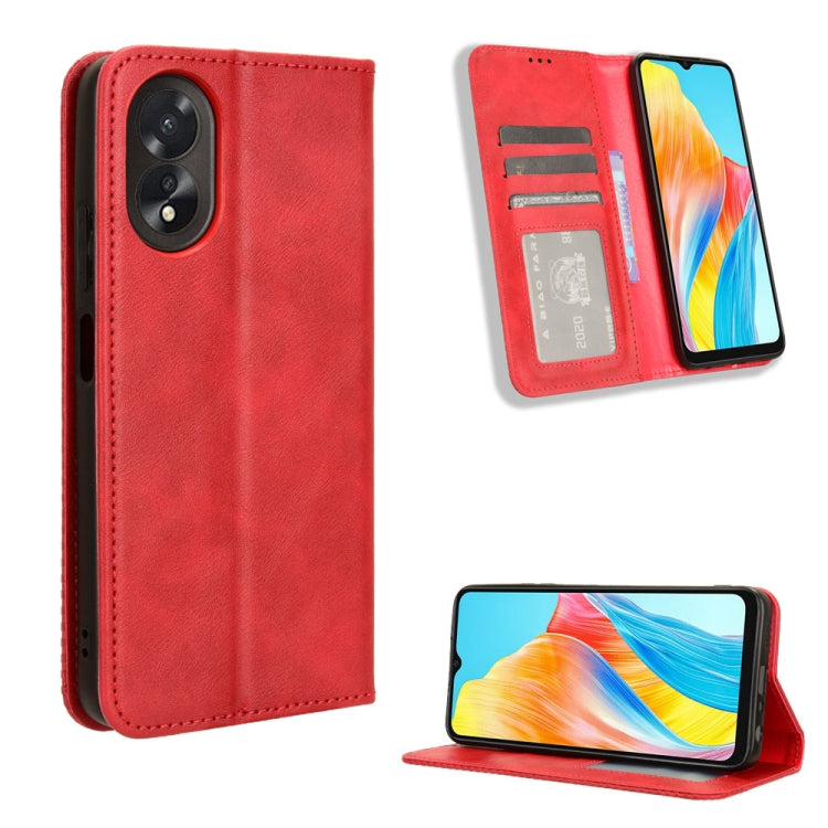 Custodia per telefono in pelle con trama retrò con fibbia magnetica, For OPPO A38 4G / A18 4G, For OPPO A2 Pro 5G, For OPPO A58 4G, For OPPO Reno10 Global, For OPPO A78 4G, For OPPO Find X8 Pro