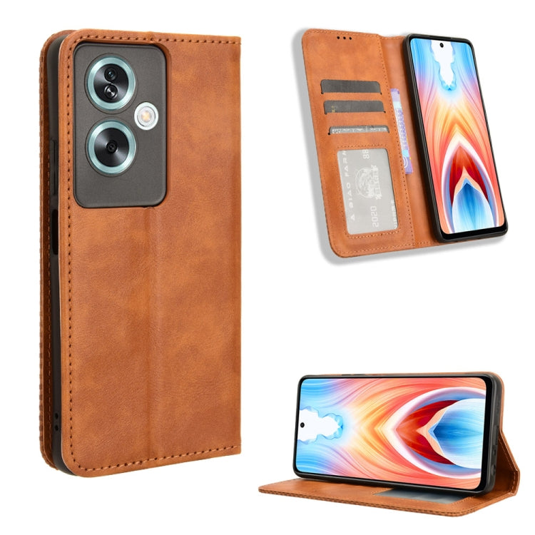 Custodia per telefono in pelle con trama retrò con fibbia magnetica, For OPPO Find X7 5G, For OPPO Reno11 5G Global, For OPPO Reno11 Pro 5G Global, For OPPO Find X7 Ultra 5G, For OPPO A79 5G / A2 5G, For OPPO Find N3 / OnePlus Open