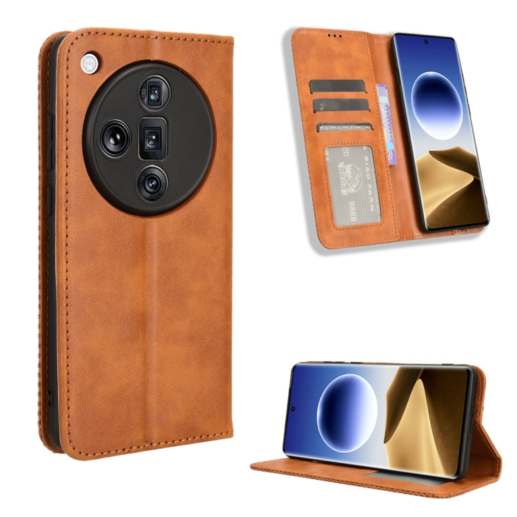 Custodia per telefono in pelle con trama retrò con fibbia magnetica, For OPPO Find X7 5G, For OPPO Reno11 5G Global, For OPPO Reno11 Pro 5G Global, For OPPO Find X7 Ultra 5G, For OPPO A79 5G / A2 5G, For OPPO Find N3 / OnePlus Open